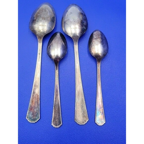 Vintage Wm A. Rogers Silverplate SHELTON Dinner Serving Spoons & Spoons c1935 - Picture 5 of 7